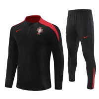 player version 24-25 Portugal black with red half zipper training tracksuit