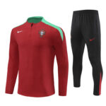 player version 24-25 Portugal red with green half zipper training tracksuit