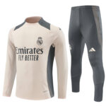 player version 24-25 Real Madrid beige with gray pullover training tracksuit