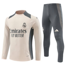 player version 24-25 Real Madrid beige with gray pullover training tracksuit