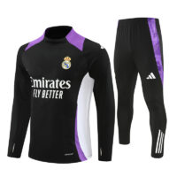 player version 24-25 Real Madrid black with purple pullover training tracksuit player version 24-25 Real Madrid black with purple pullover training tracksuit