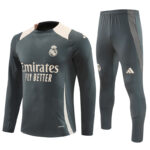 player version 24-25 Real Madrid dark gray with beige half zipper training tracksuit