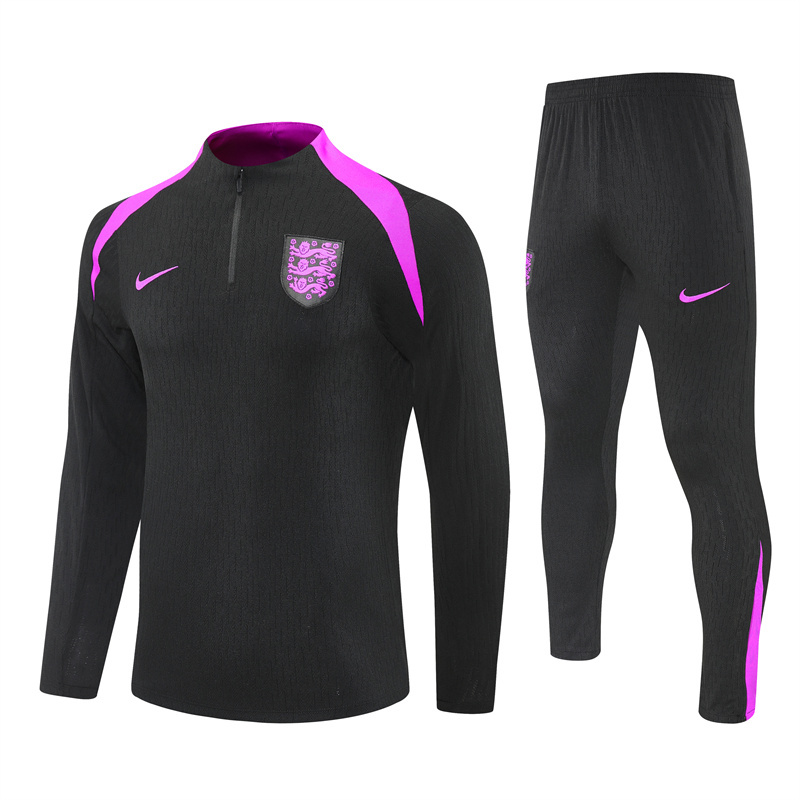 player version 25-26 England black with purple half zipper sweater tracksuit