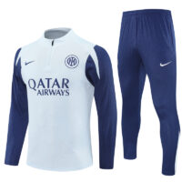 player version 25-26 Inter light gray with blue half zipper sweater tracksuit