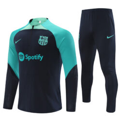 23-24 Bar navy blue with lake blue half zipper training tracksuit