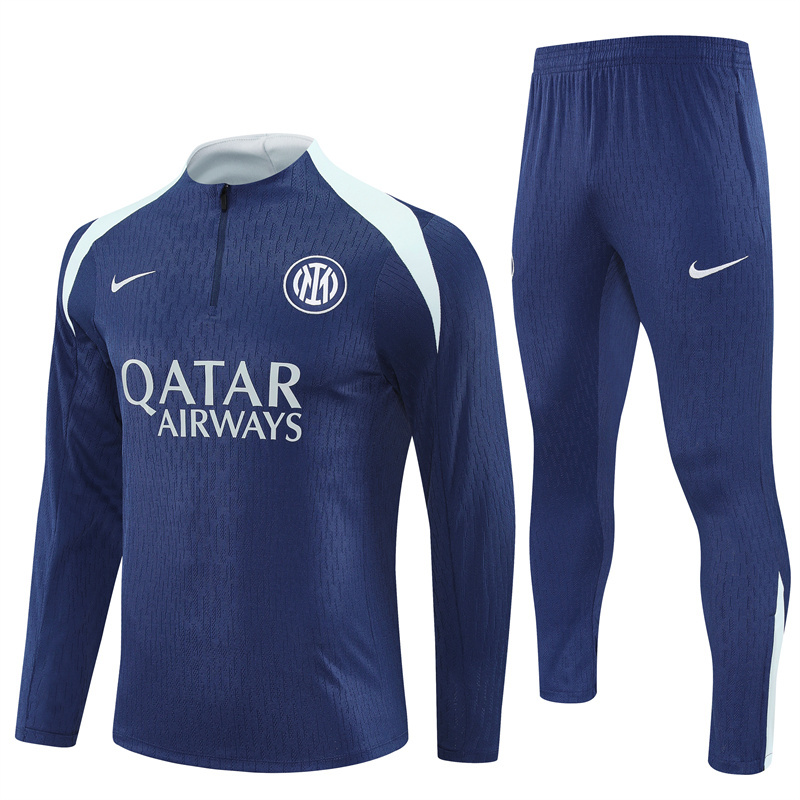 player version 25-26 Inter navy blue with light gray half zipper sweater tracksuit player version 25-26 Inter navy blue with light gray half zipper sweater tracksuit