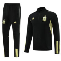 with embossed 2023 Argentina black with yellow half zipper training tracksuit