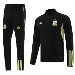 with embossed 2023 Argentina black with yellow half zipper training tracksuit