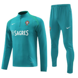 with sponsor logo 24-25 Portugal green half zipper training tracksuit