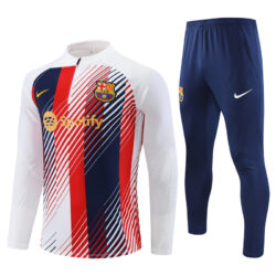 23-24 Bar white with red and blue half zipper sweater tracksuit