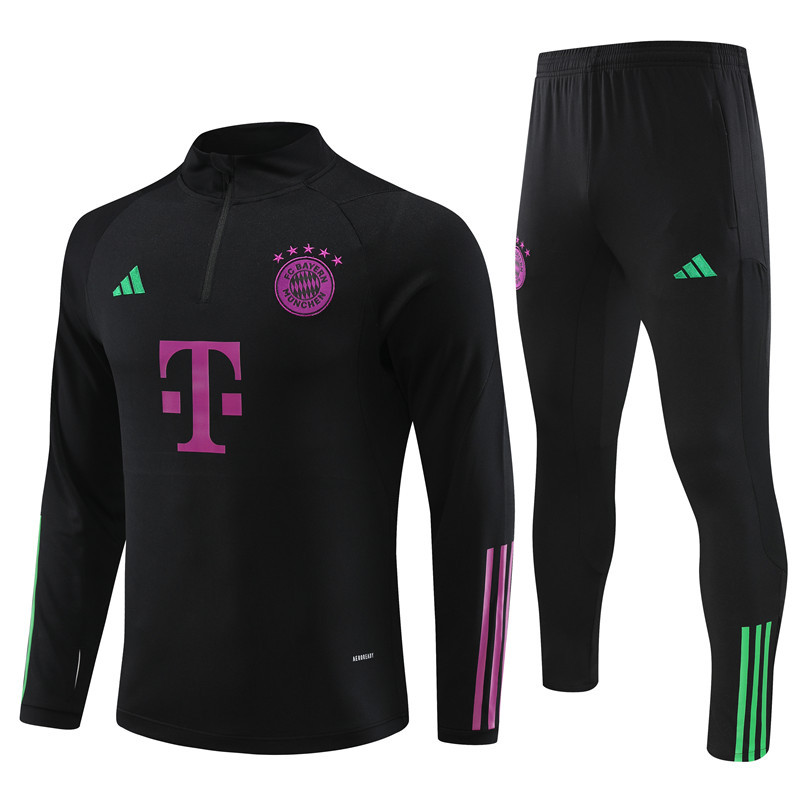 23-24 Bayern black half zipper sweater tracksuit