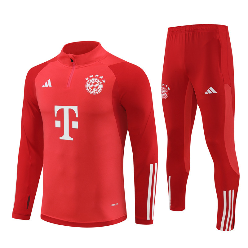 23-24 Bayern red stripe half zipper training tracksuit
