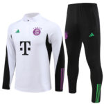 23-24 Bayern white with black half zipper training tracksuit