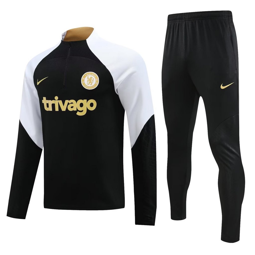 23-24 Chelsea black with white half zipper training tracksuit 23-24 Chelsea black with white half zipper training tracksuit