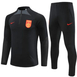 23-24 China black half zipper sweater tracksuit