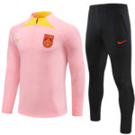 23-24 China pink half zipper sweater tracksuit