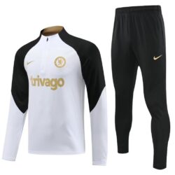 23-24 Chelsea white with black half zipper training tracksuit