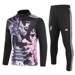 2024 Japan black with pink dragon half zipper training tracksuit