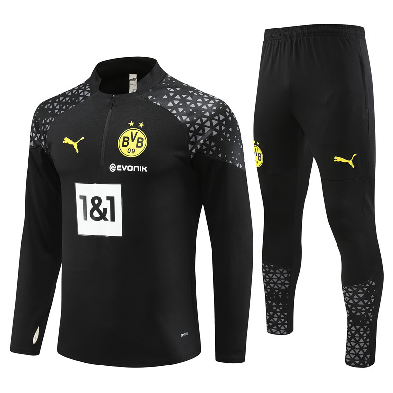 23-24 Dortmund black half zipper training tracksuit