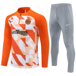 23-24 Inter Camo orange with white half zipper training tracksuit