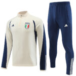 23-24 Italy beige with navy blue half zipper sweater tracksuit