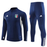 23-24 Italy navy blue with white half zipper sweater tracksuit