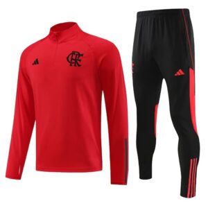 23-24 Flamengo red half zipper sweater tracksuit