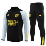 23-24 Lyon black with light blue half zipper sweater tracksuit