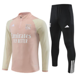 23-24 Lyon light pink with yellow half zipper sweater tracksuit