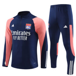 23-24 Lyon navy blue with pink half zipper sweater tracksuit