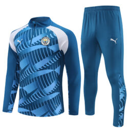 23-24 Man City Camouflage blue half zipper sweater tracksuit