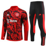23-24 Manud red and black half zipper training tracksuit