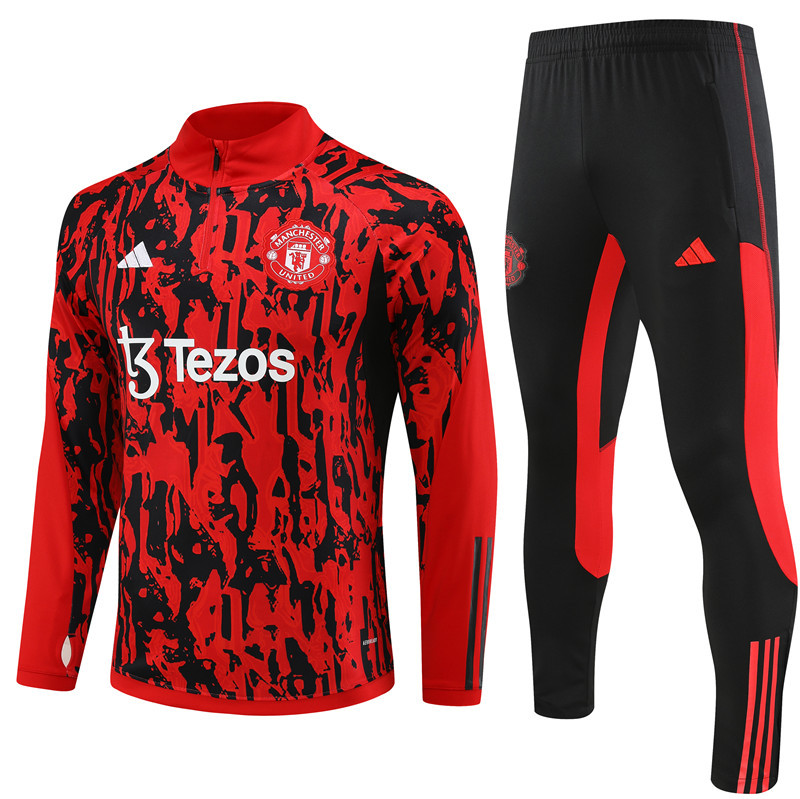 23-24 Manud red and black half zipper training tracksuit 23-24 Manud red and black half zipper training tracksuit
