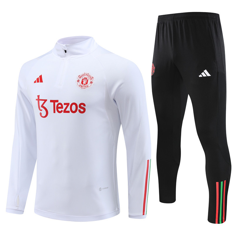 23-24 Manud white half zipper sweater tracksuit