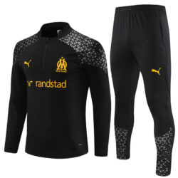 23-24 Marseille black half zipper sweater tracksuit