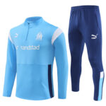 23-24 Marseille light blue with navy blue half zipper sweater tracksuit