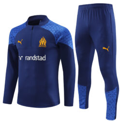 23-24 Marseille navy blue half zipper sweater tracksuit