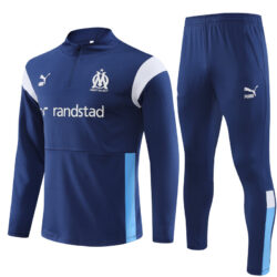 23-24 Marseille navy blue with white and blue half zipper sweater tracksuit