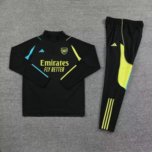 23-24 Arsenal black with green and blue half zipper sweater tracksuit - Image 2