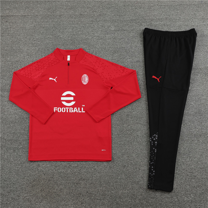 002-10 23-24 AC red with black pants half zipper sweater tracksuit