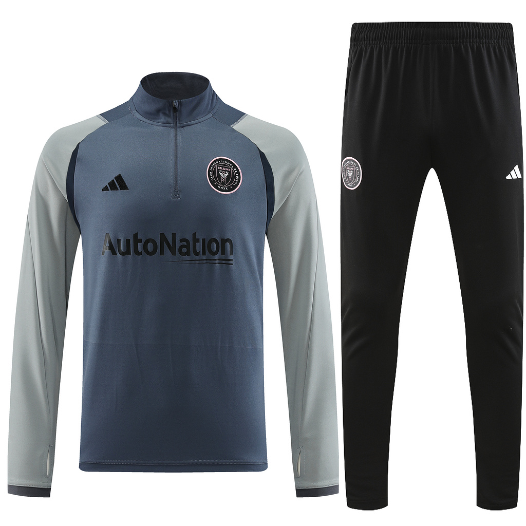 23-24 Miami light blue with gray half zipper sweater tracksuit
