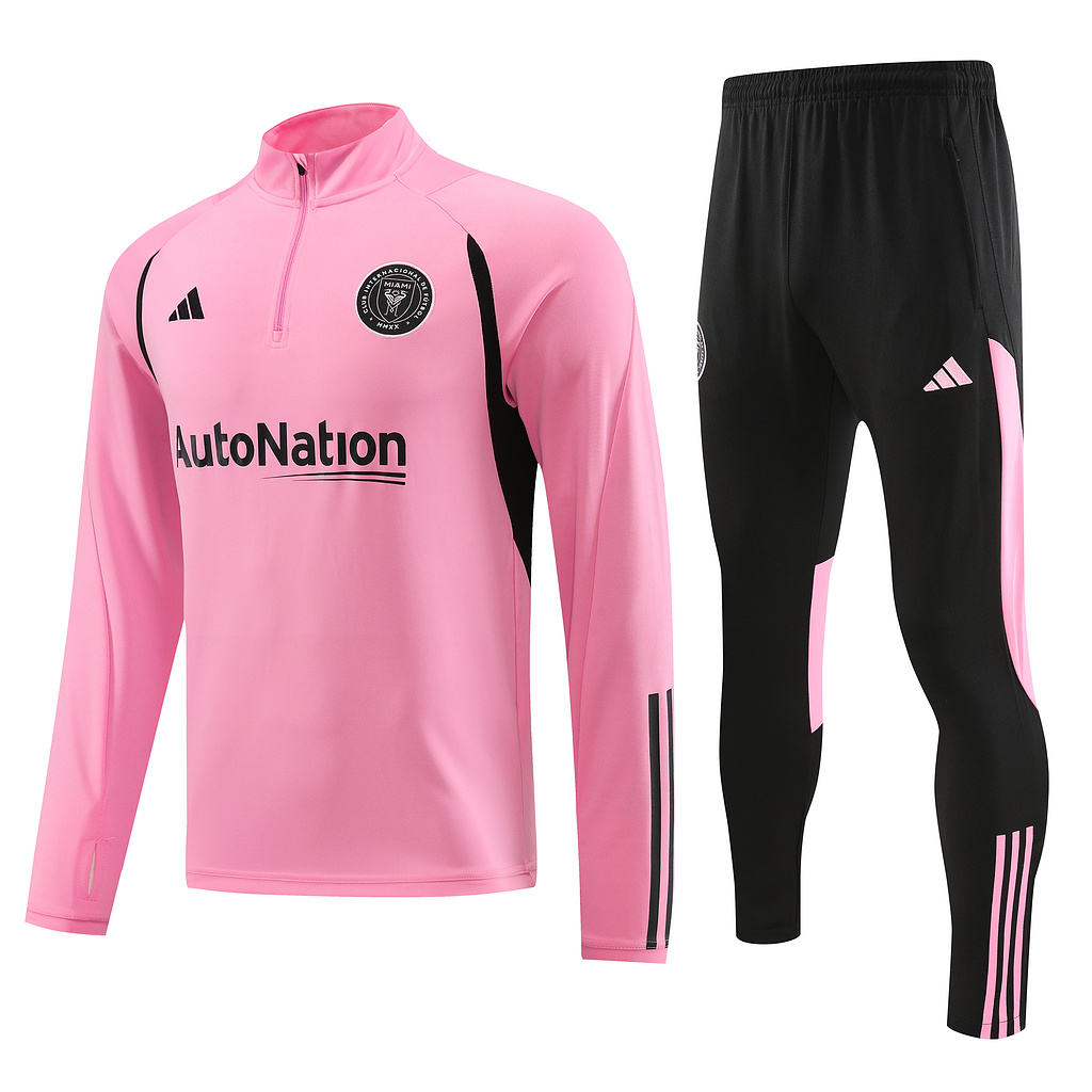 23-24 Miami pink with black half zipper sweater tracksuit