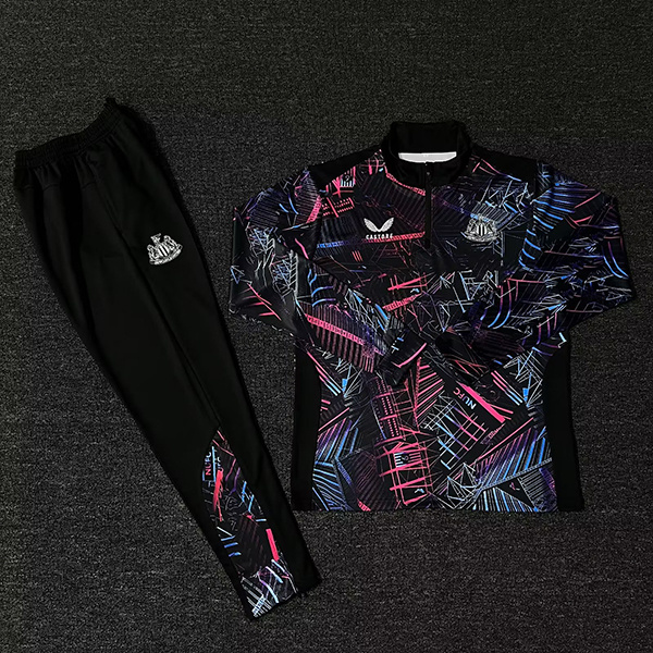 23-24 Newcastle black with pink half zipper training tracksuit