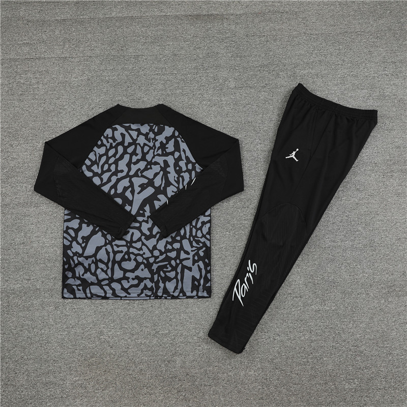 23-24 PS G Jrdan black with grey half zipper sweater tracksuit