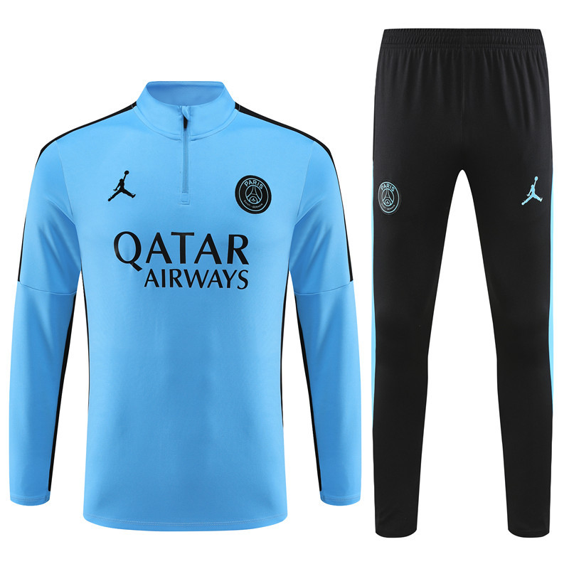 23-24 PS G Jrdan blue with black stripe half zipper sweater tracksuit