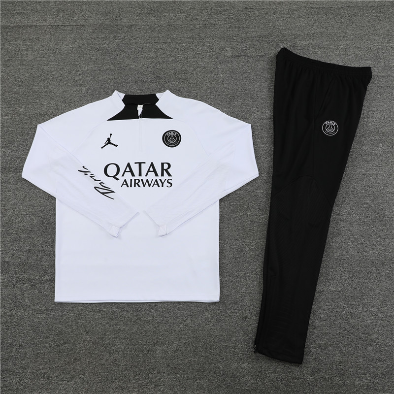 002-108 23-24 PS G Jrdan white with black half zipper training tracksuit