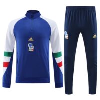 002-11 23-24 Italy blue with white half zipper sweater tracksuit