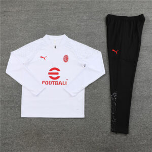 23-24 AC white with black pants half zipper sweater tracksuit - Image 2