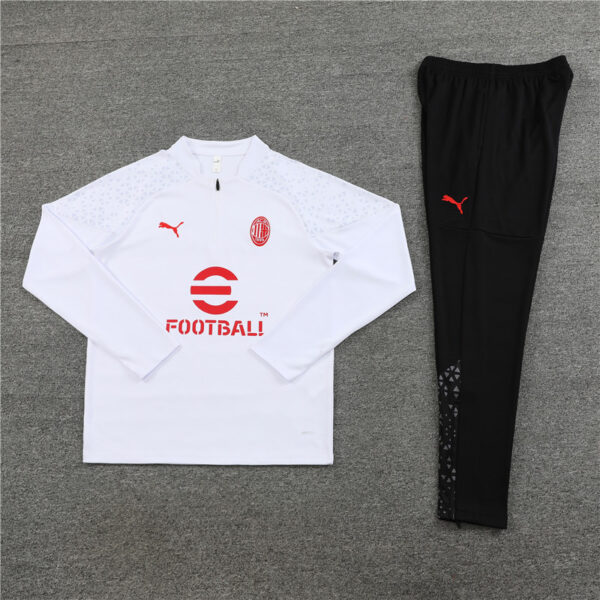 23-24 AC white with black pants half zipper sweater tracksuit - Image 2