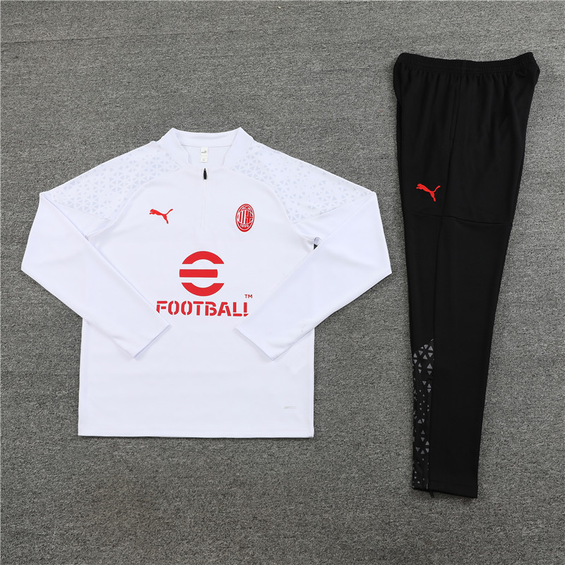 002-11 23-24 AC white with black pants half zipper sweater tracksuit